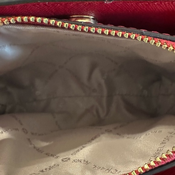 NWT Michael Kors Mini Red Scarlet Savannah Saffiano LeatherTop Double Handle Bag - Picture 6 of 16